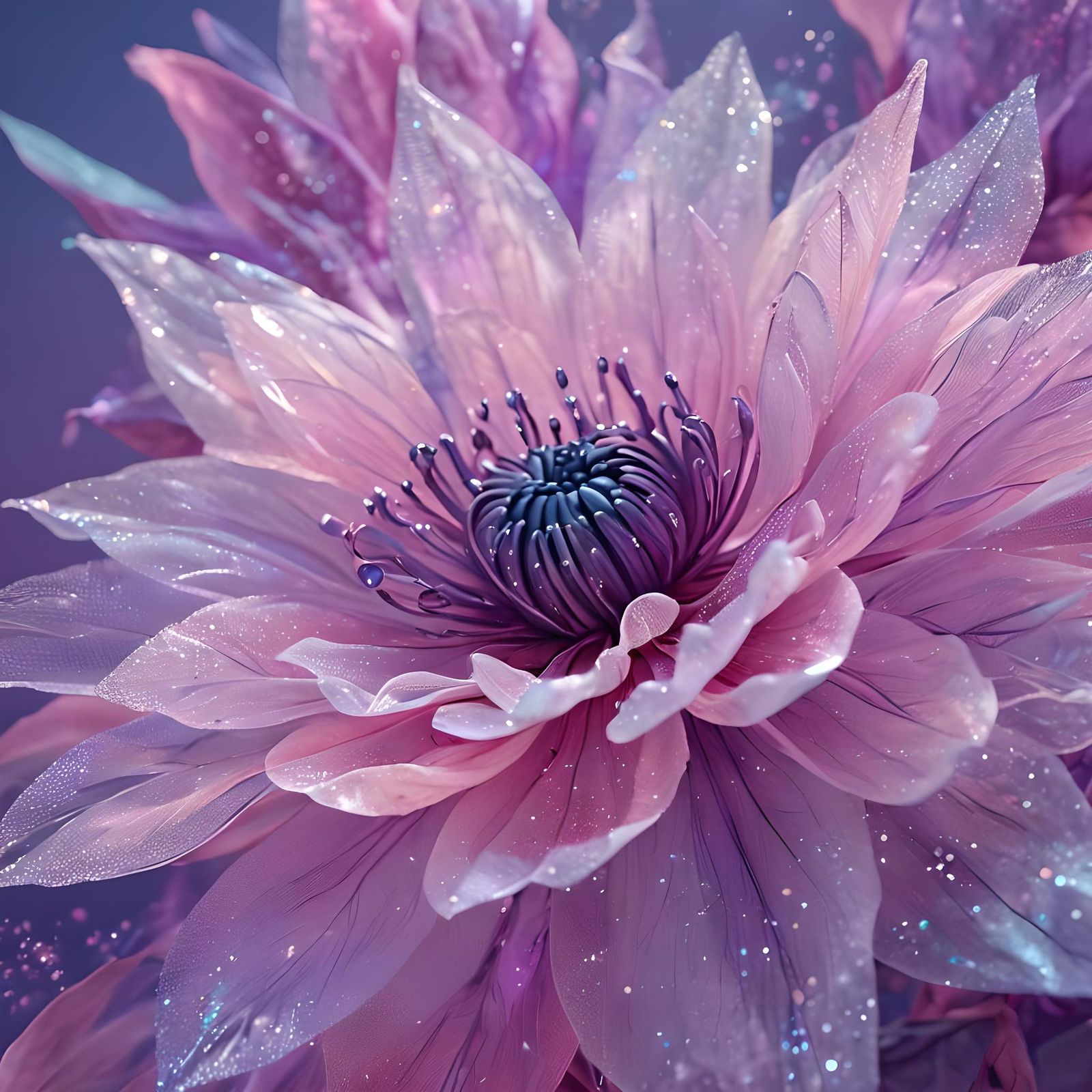 Shimmering Tulle Flower in Holographic Pastel Colors