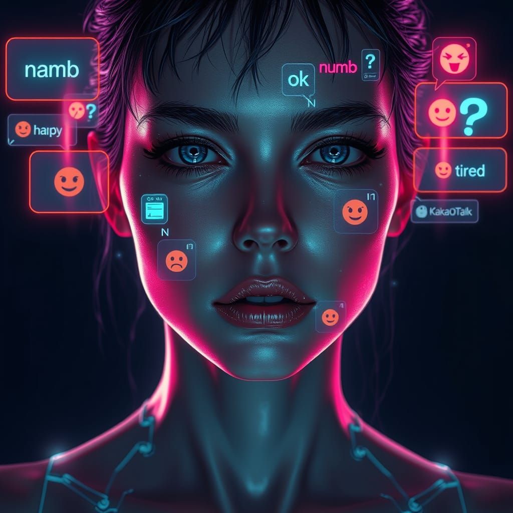 Cyberpunk Woman with Digital Interface Skin