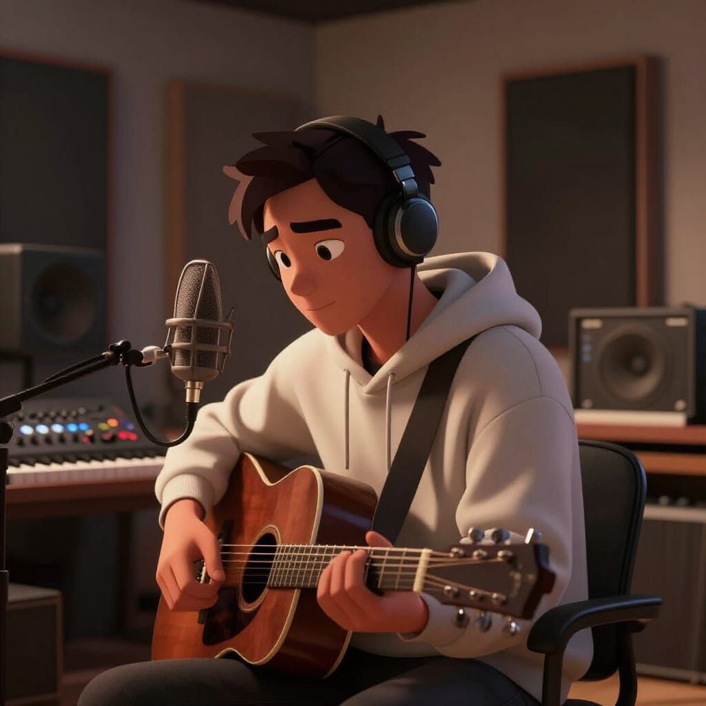 Male Artist in Minimalist Studio, Cinematic Lighting