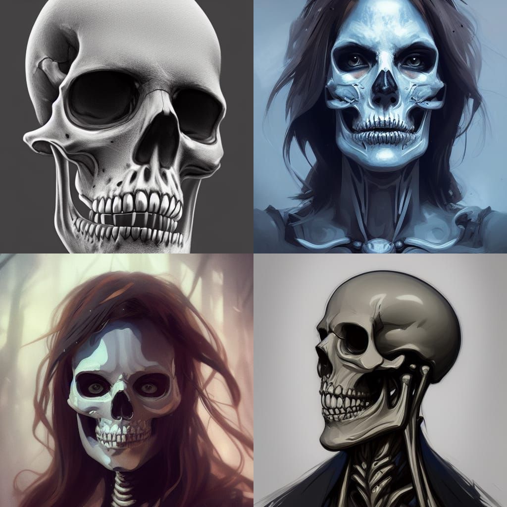 Detailed Skeletons Portrait in Volumetric Lighting