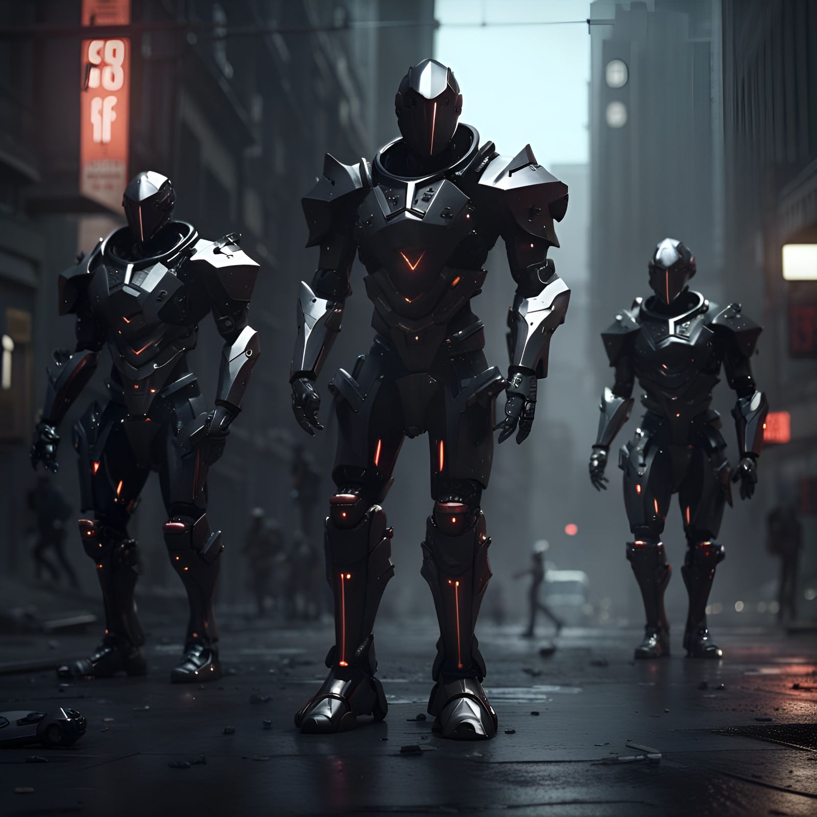 The dark and shadowy new humanoid soldiers of the F.B.I Version 5.07E in full interception action.