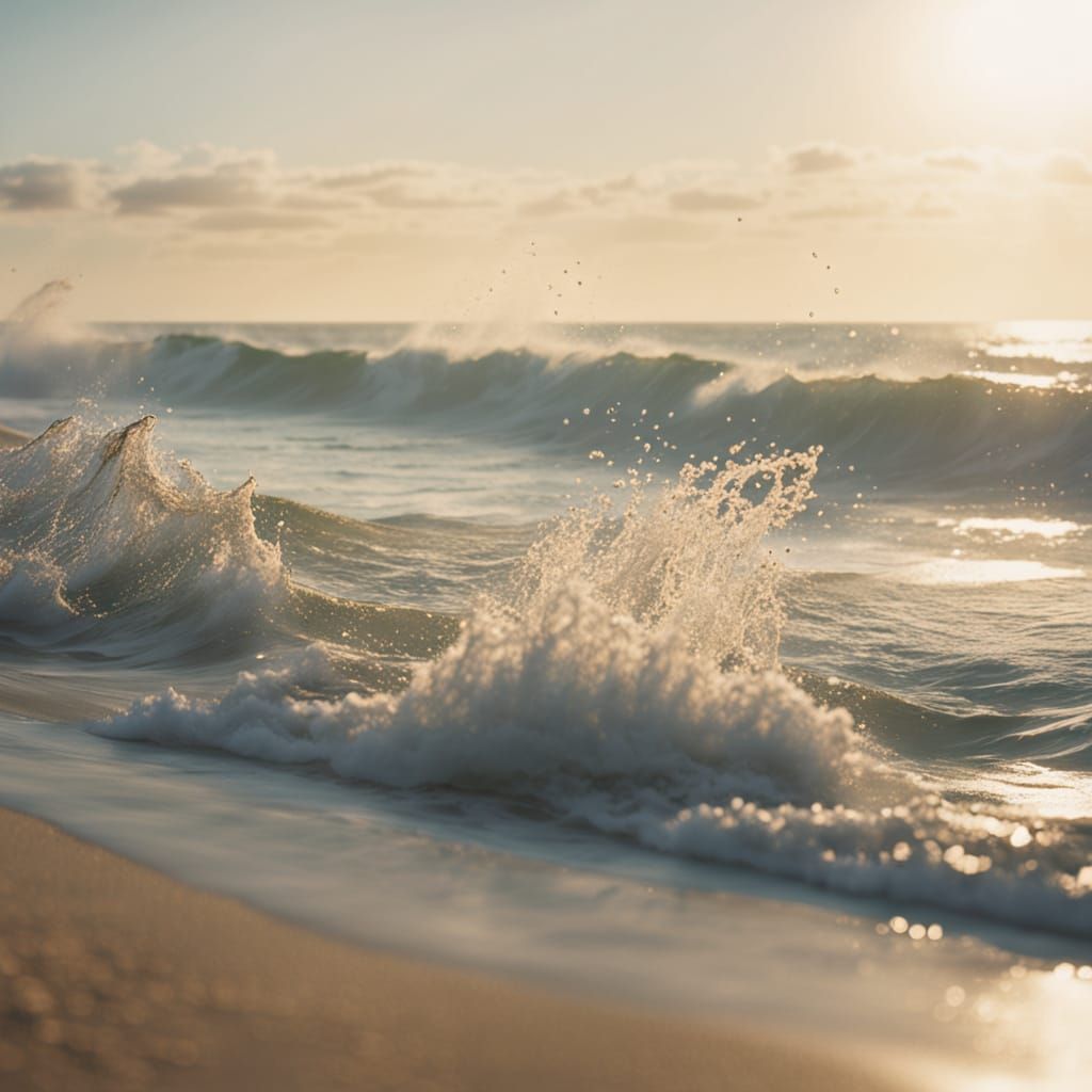 Cinematic Ocean Waves Crashing on Beach at Sunrise