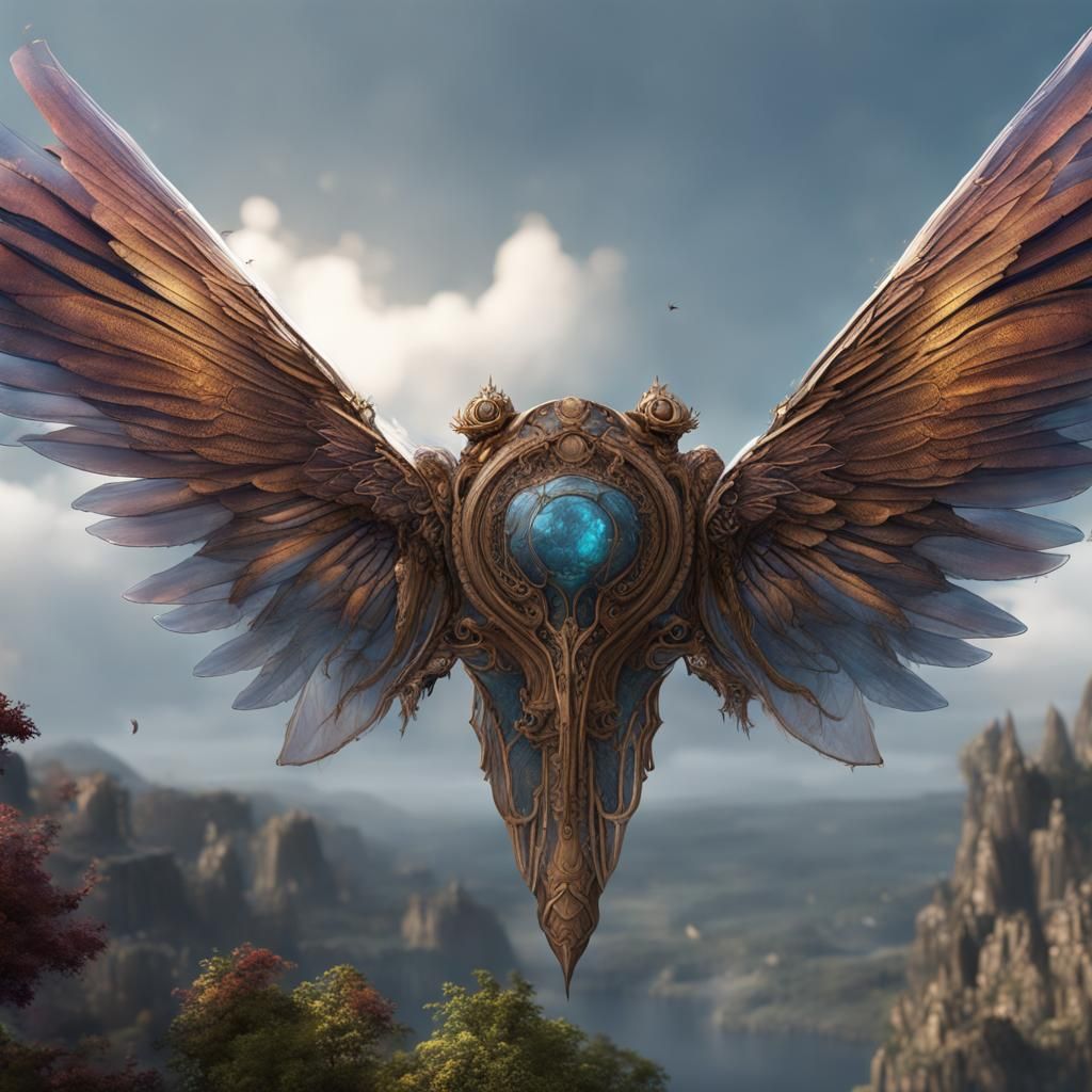 Fantastical Winged Creature in Detailed Matte Painting