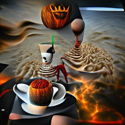 Jack Pumpkin King Spice Latte in Dark Surrealism