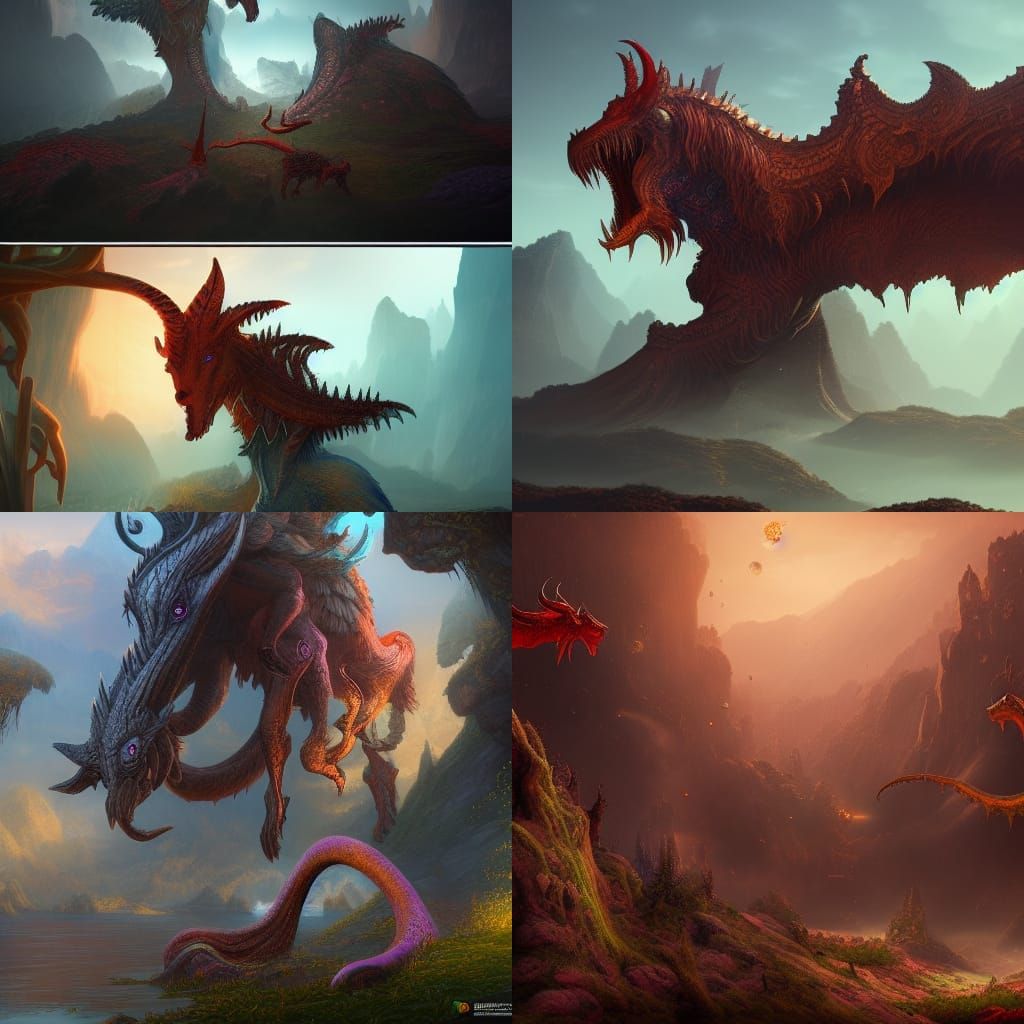 Fantastical Mythical Creature in Detailed Matte Painting