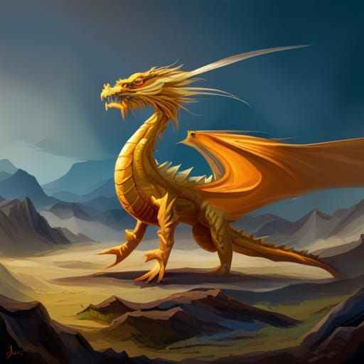 Golden Dragon Digital Painting