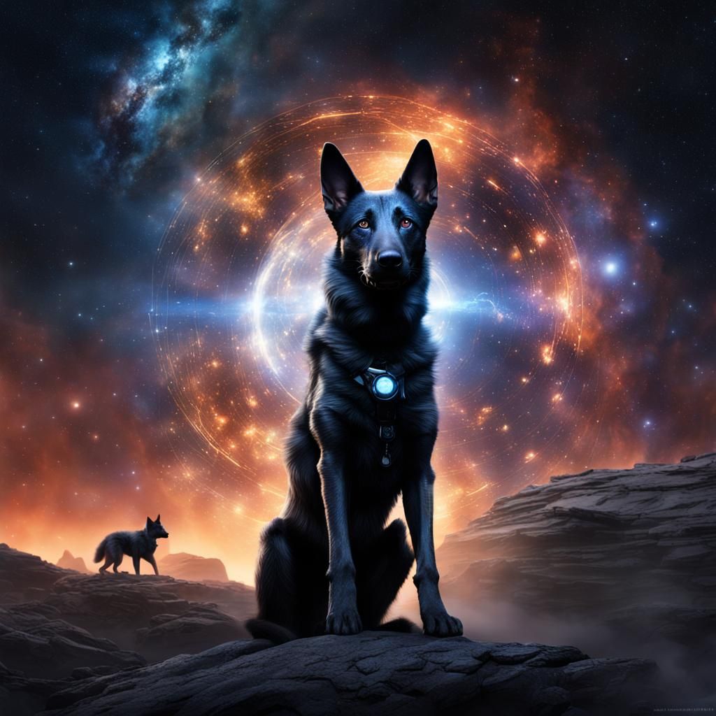 Dutch Shepherd as God Defending the Universe