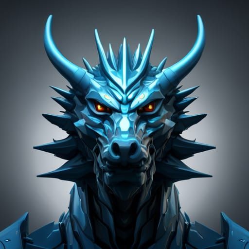 Cyberpunk Energy Dragon Head Portrait in 16k