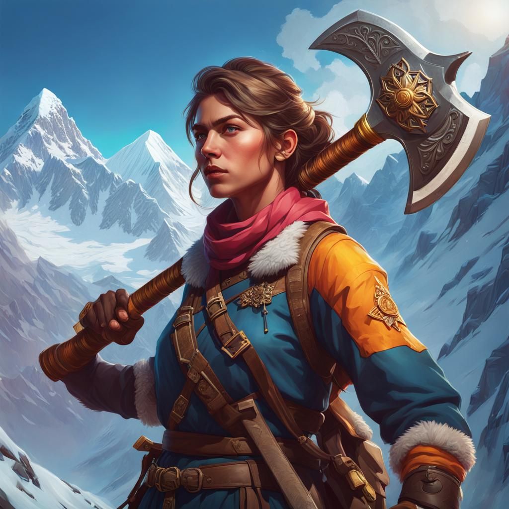 Melocake Warrior on Everest: Hyperdetailed Portrait