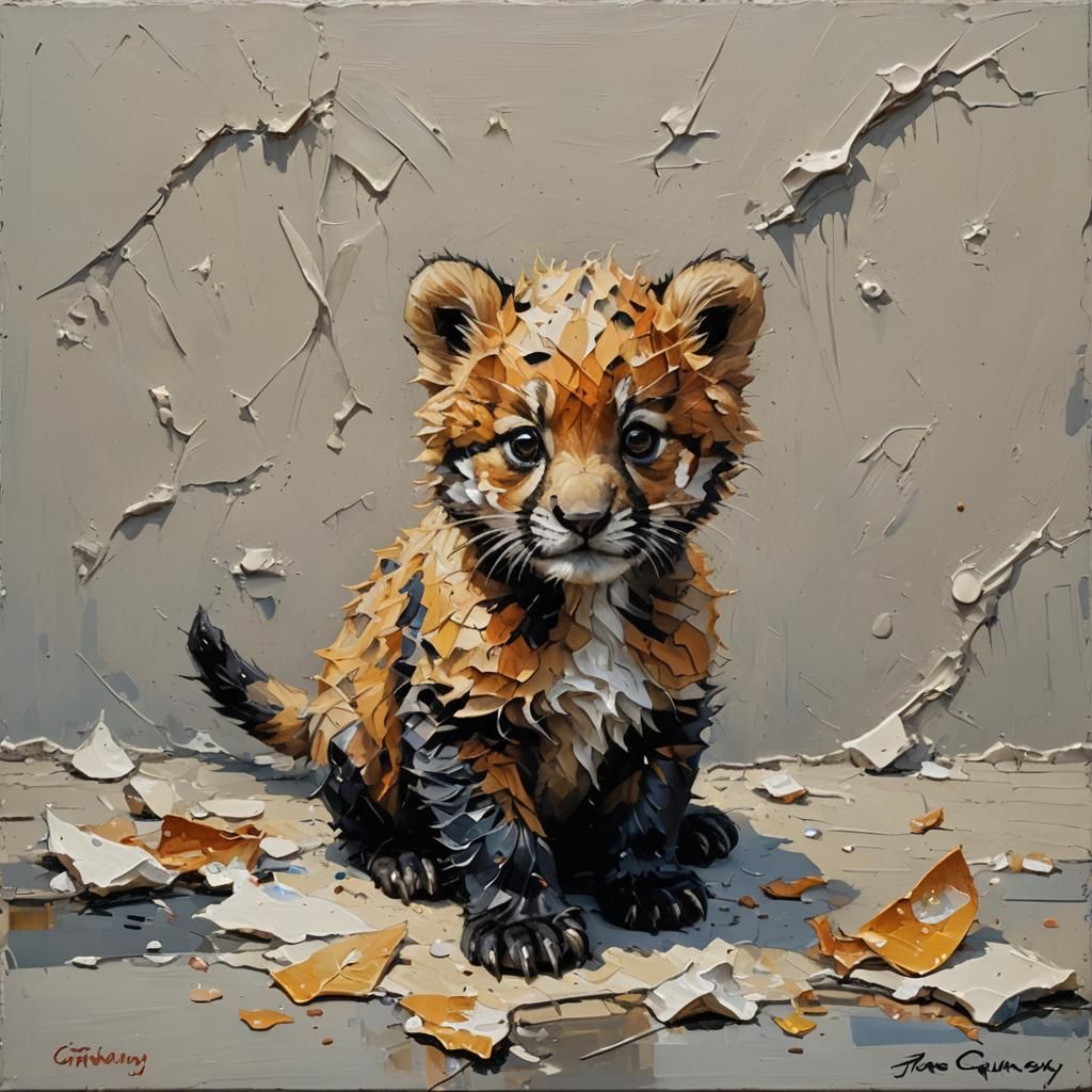 Cute Animal Impasto Painting by Gurney