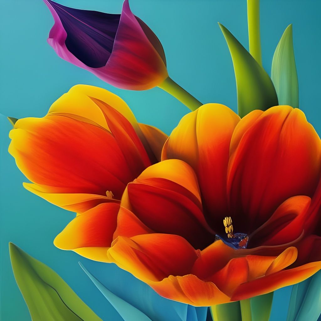 Resin Tulip Wall Art with 3D Details