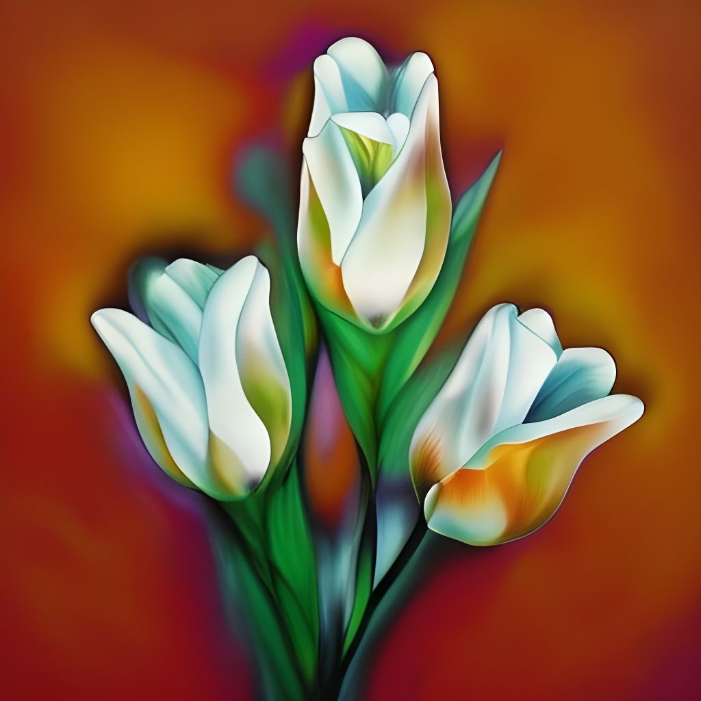 Resin Tulip Wall Art with 3D Embossed Shadows