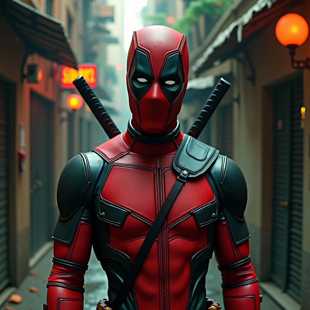 Deadpool in Graphene Framework, Industrial Biomechanical Art