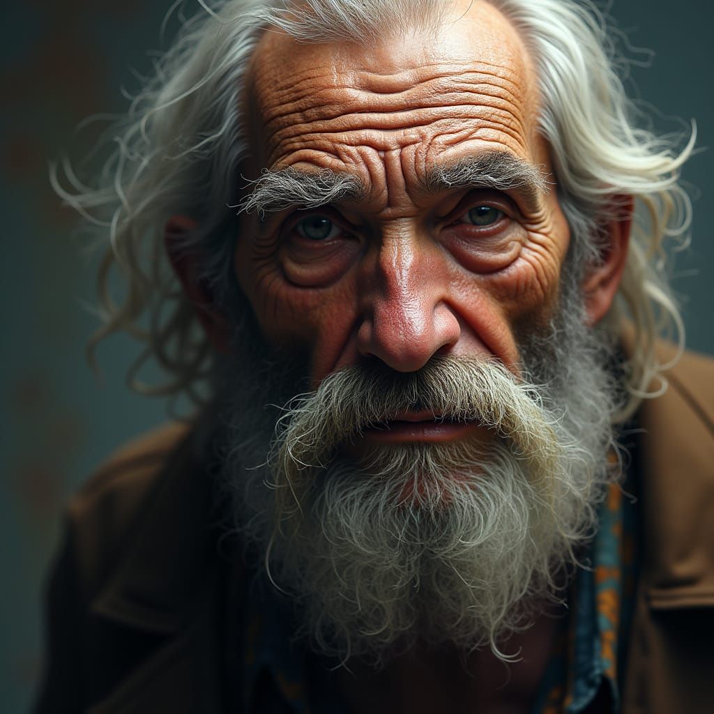 an old man with a weather-beaten face