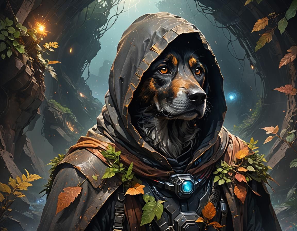 Lost Pup Explorer on Exoplanet: Digital Art Portrait