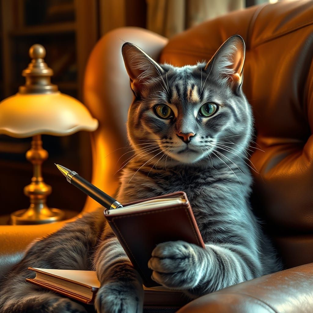 Regal Tricolor Cat in Photorealistic Luxury Setting