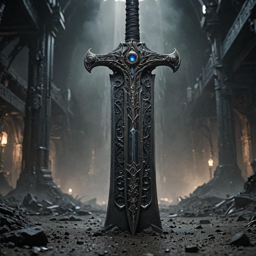 Ominous Sci-Fi Sword with Dragon Souls