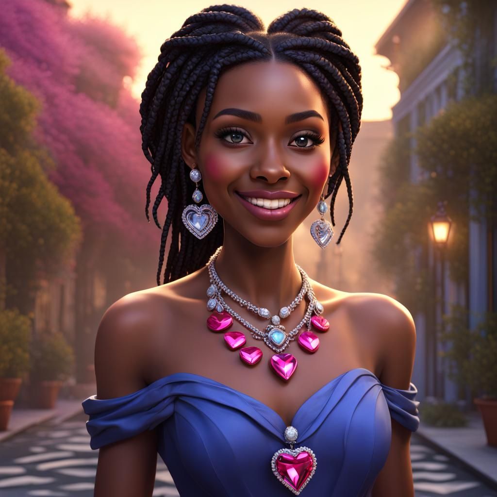 Smiling Girl Portrait in Detailed Matte Painting Style