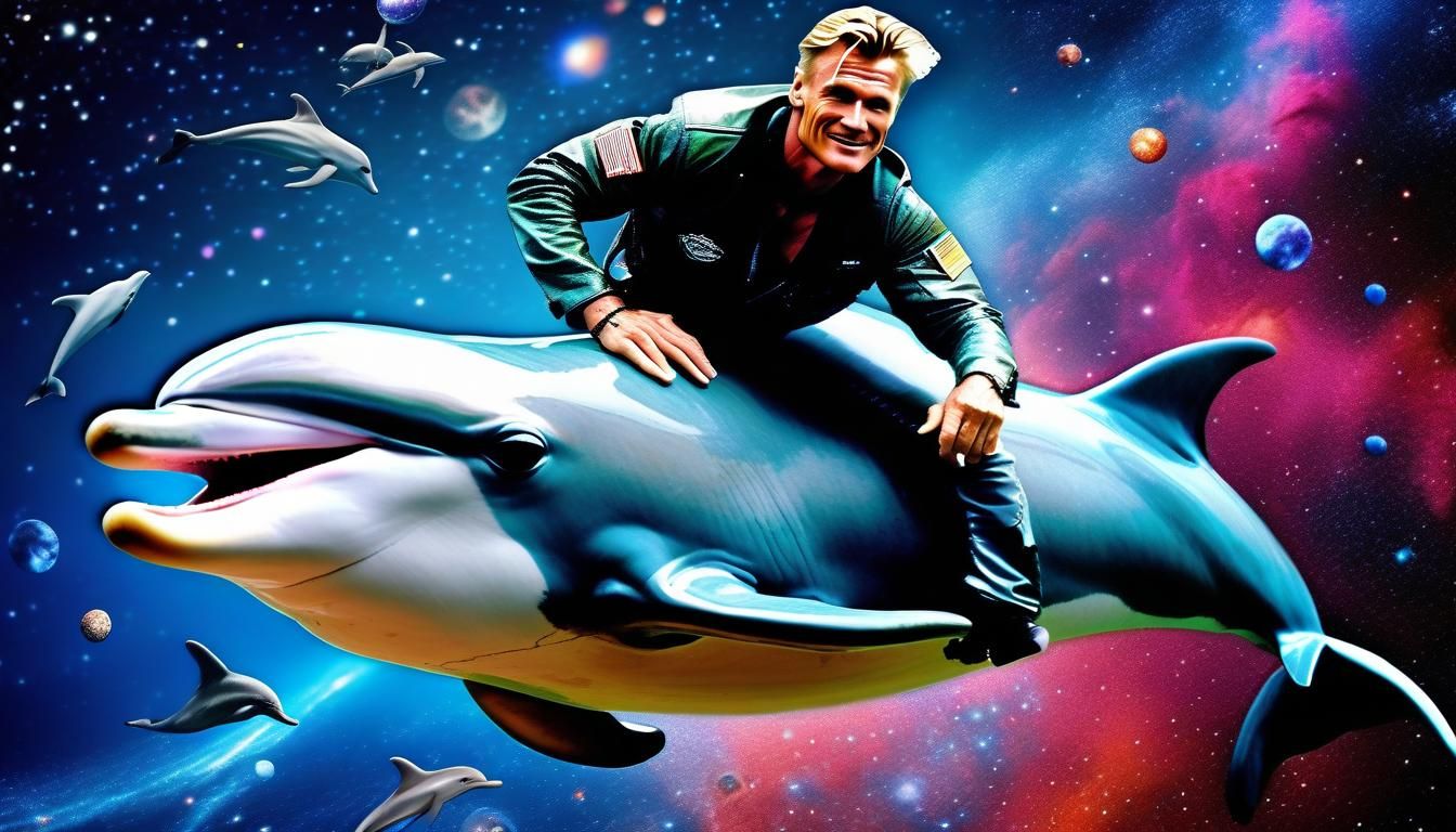 Dolph Lundgren Rides Dolphin Through Space