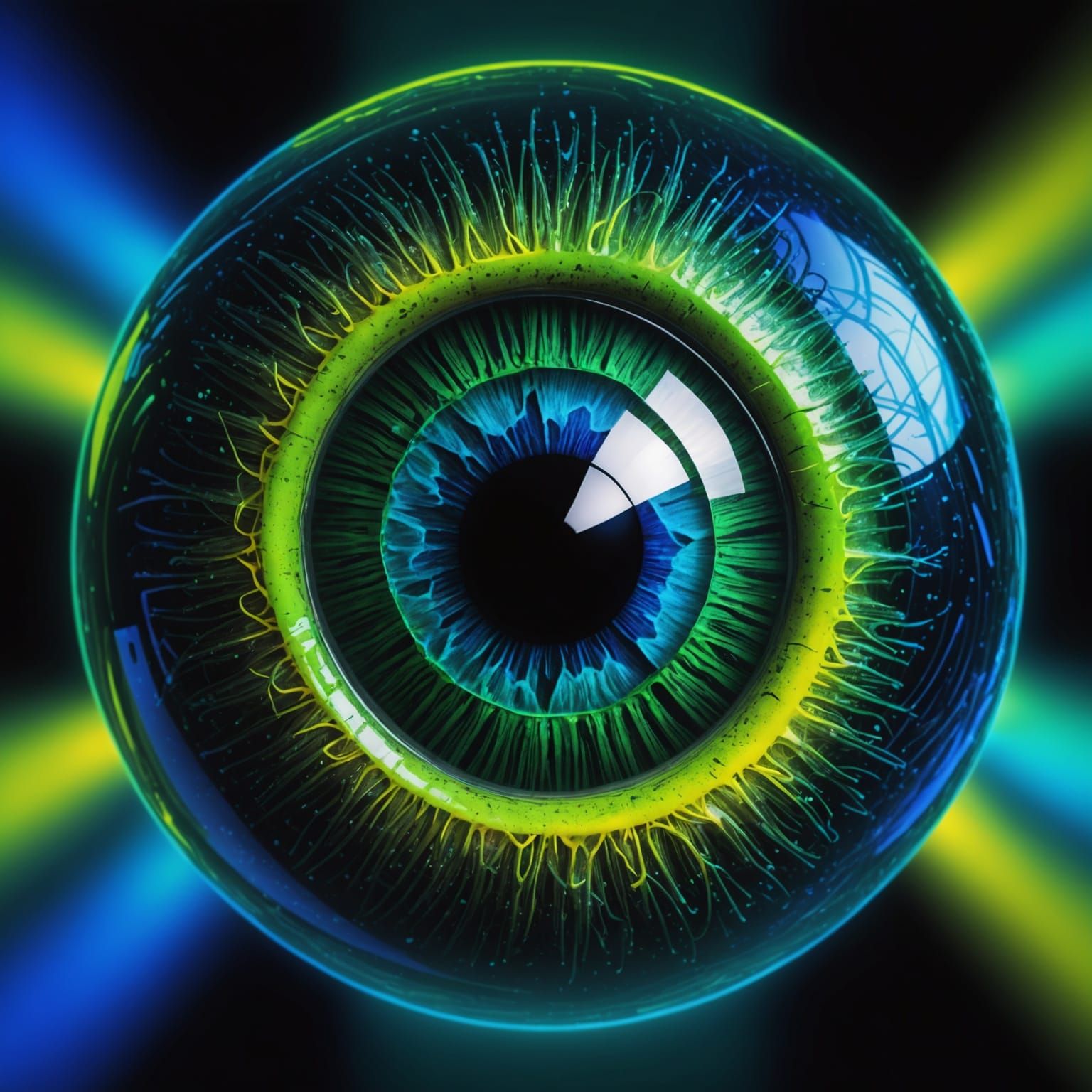Iridescent Eyeball with Neon Iris in Fantasycore Style