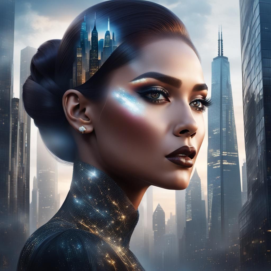 A epic, master piece , left side face, head shot beautiful p...