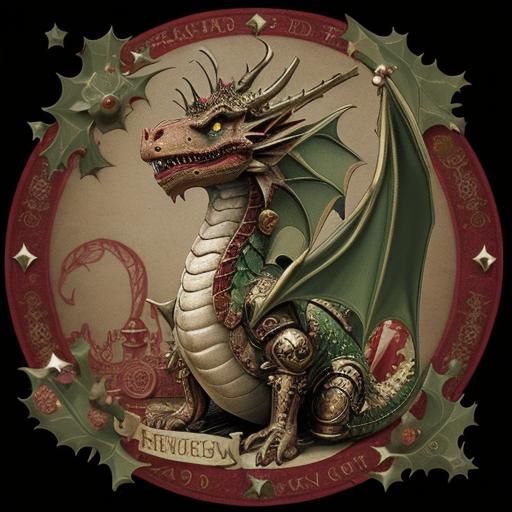 Steampunk Medieval Christmas Dragon Ornament