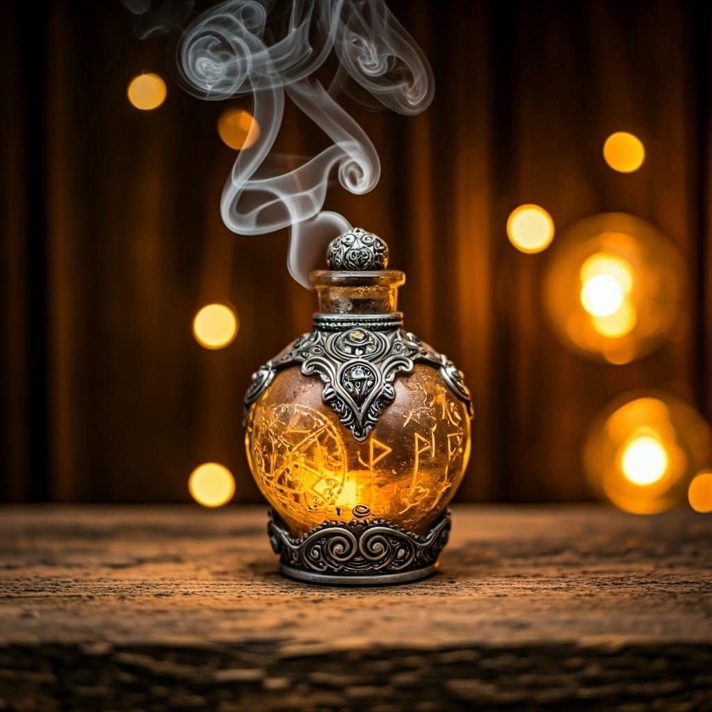 Enchanted Potion Bottle with Mystical Runes