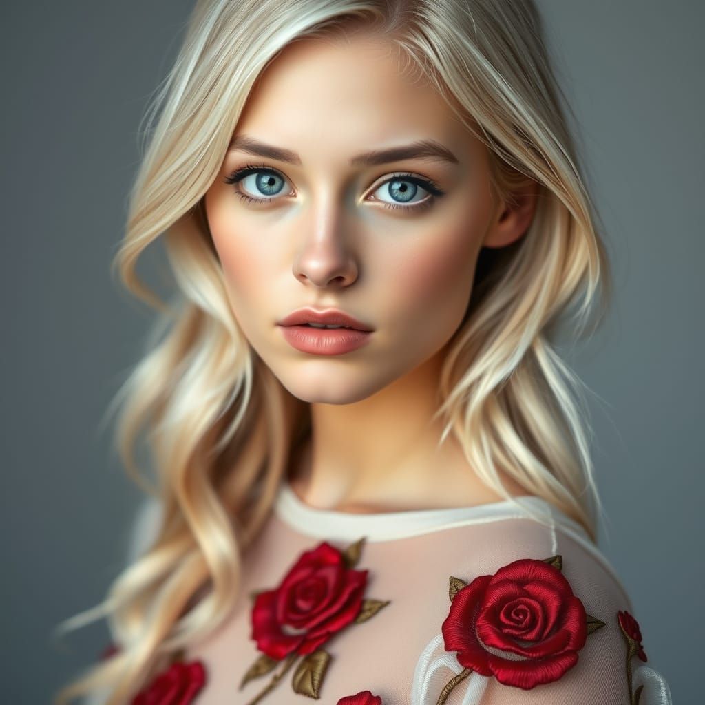 Elegant Portrait of a Young Woman with Platinum Blonde Hair