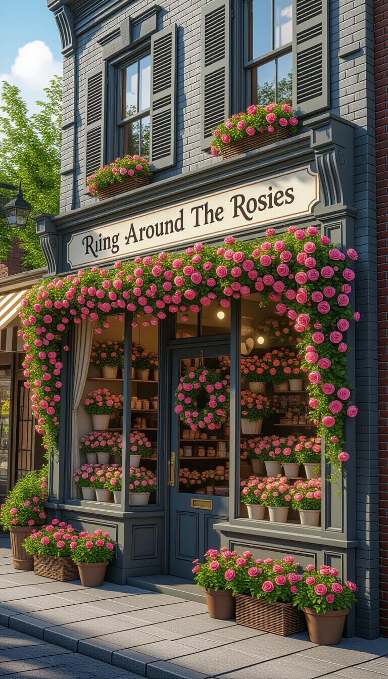 Chibi Flower Store Exterior with Cascading Flowers