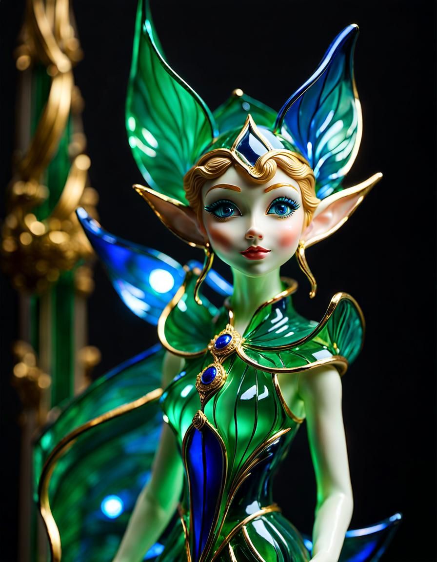 Vibrant Enamel Glass Elf Sculpture