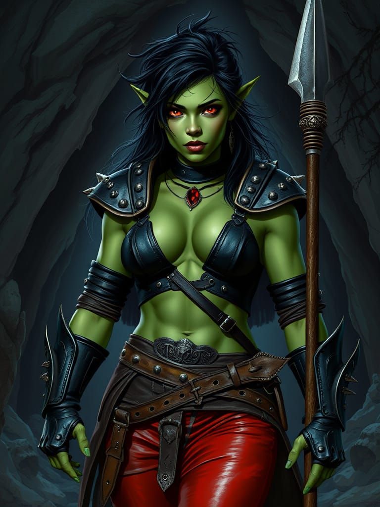 Female Orc Warrior in Dramatic Lighting
