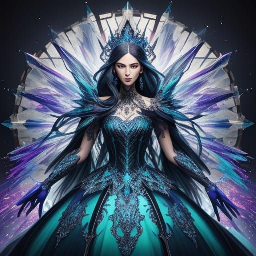 Elaborate Glass Dresses in Vibrant Splash Art Style