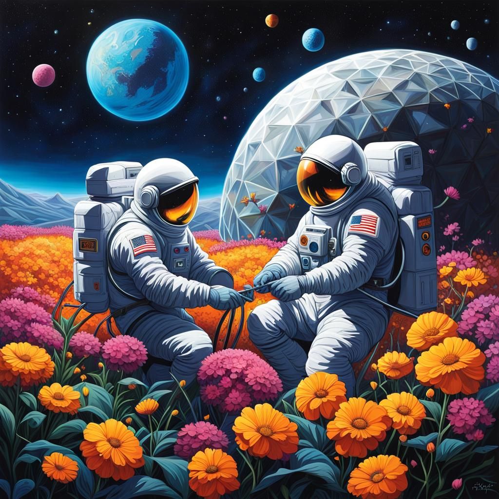 Lunar Gardeners: Astronauts in a Moon Dome