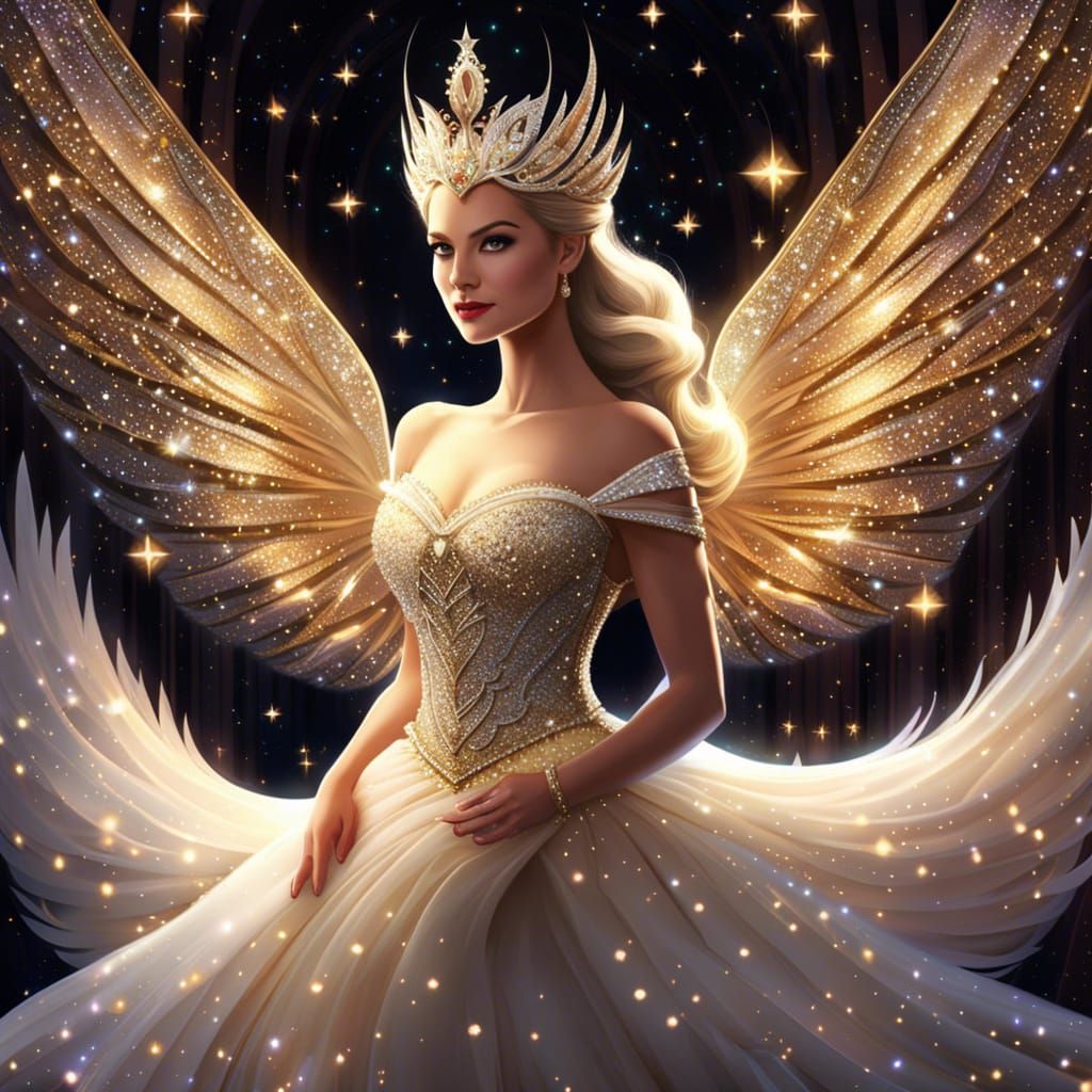 Glittering Swan Queen in Diamond Tiara