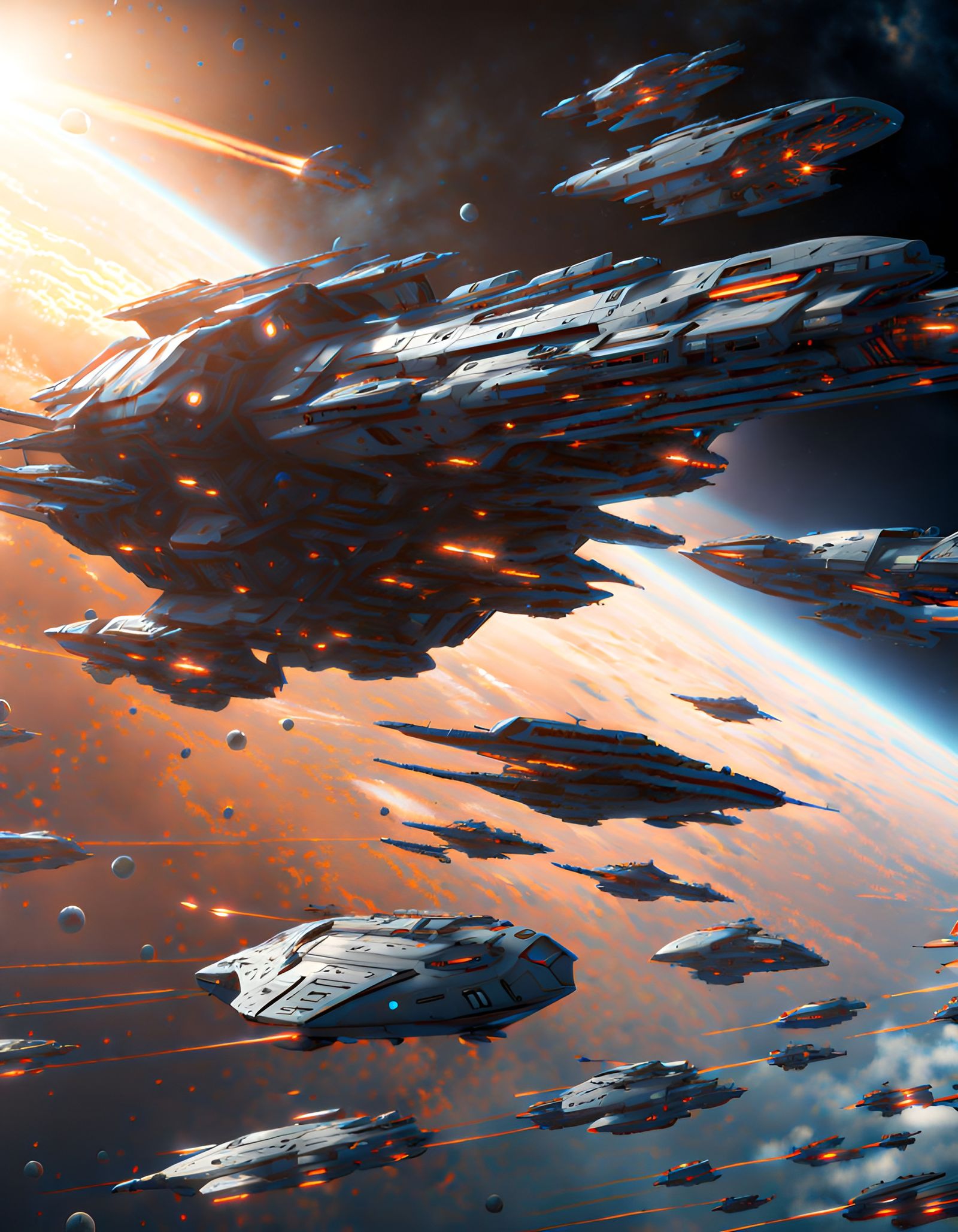 Epic Space Battle Concept Art in 8K