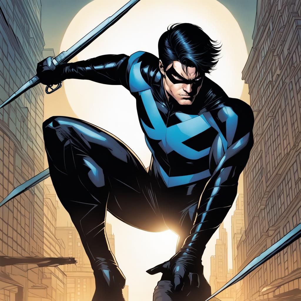 Nightwing Comic Book Art by Brooks and Mumford