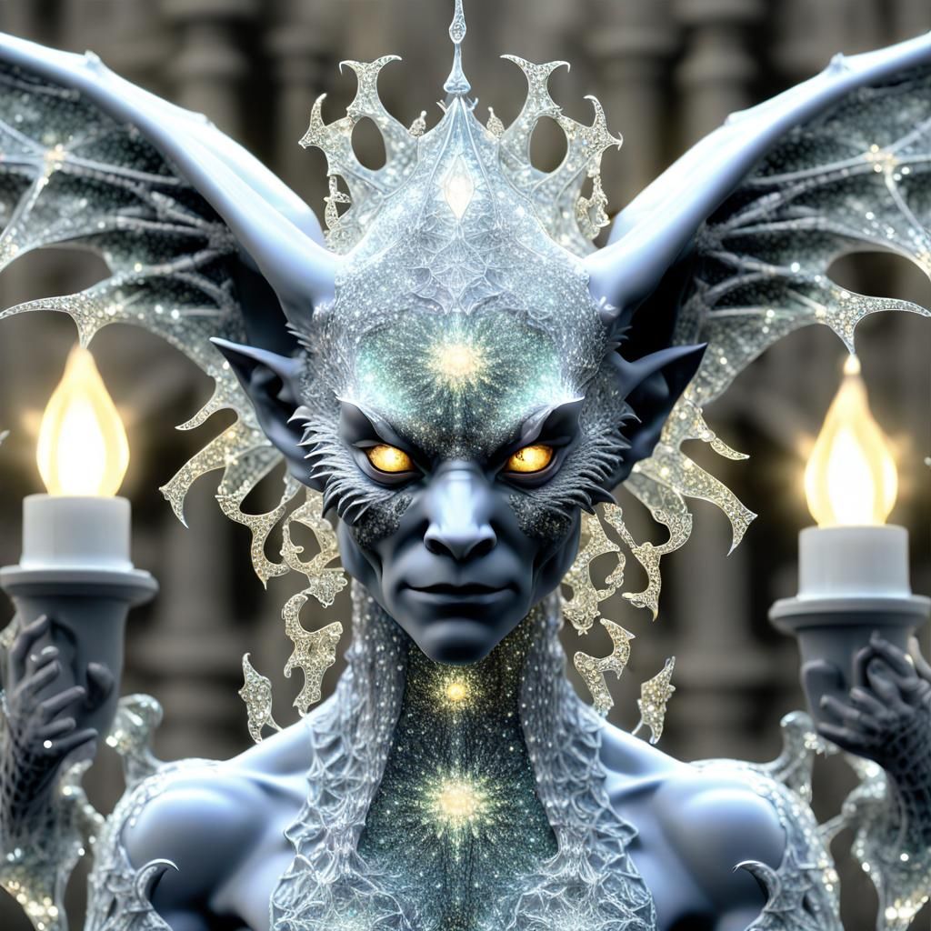 Gargoyle Gazebo Lit by Starlight, Photo-realistic 4D