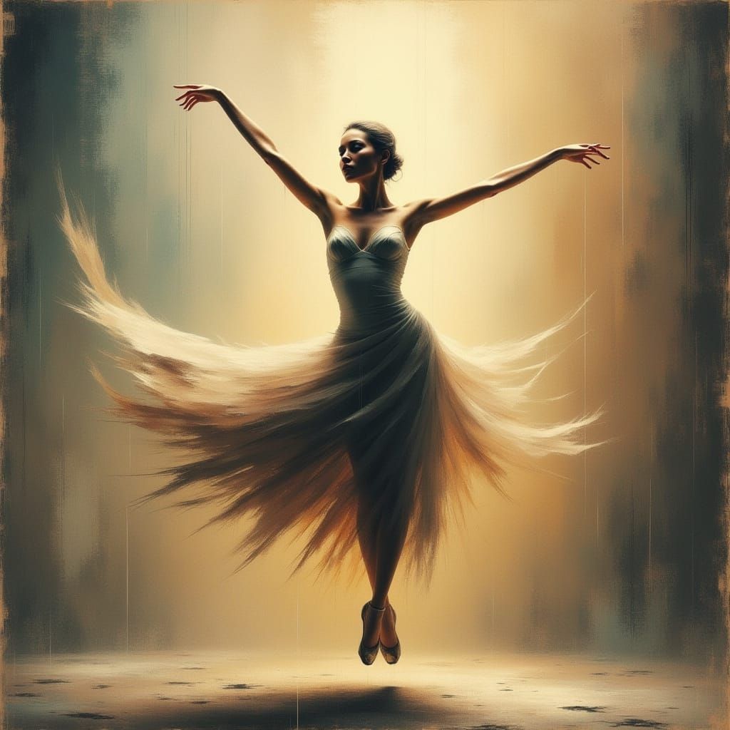 Impressionist Ballerina in Distressed Haze