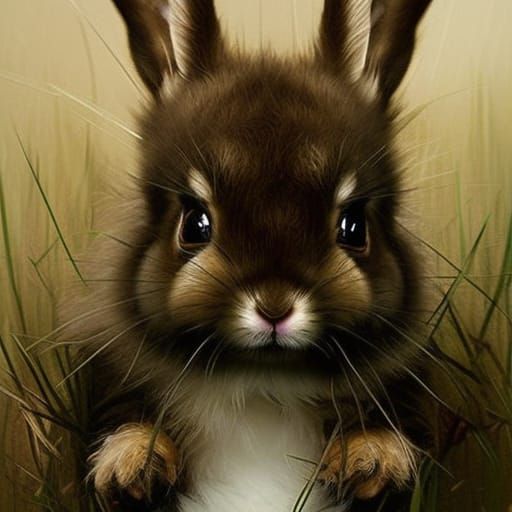 Adorable Baby Bunny Portrait in Hyperdetailed Style