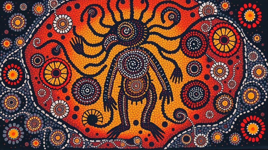 Dreamlike Aboriginal Art with Swirling Patterns