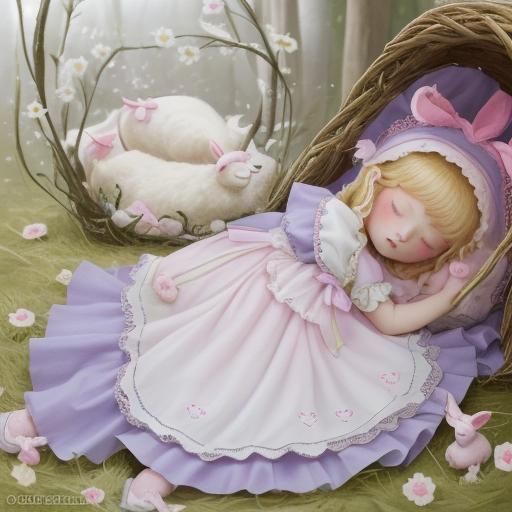 Little bo-peep fell fast asleep,and dreamt she heard them bleating;