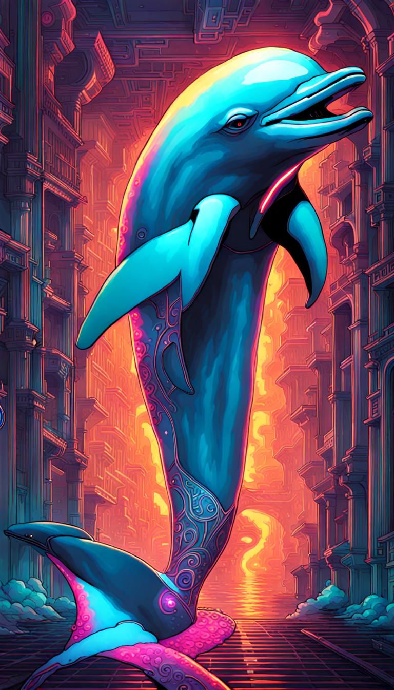 Cyberpunk Dolphins in Incandescent Plasma