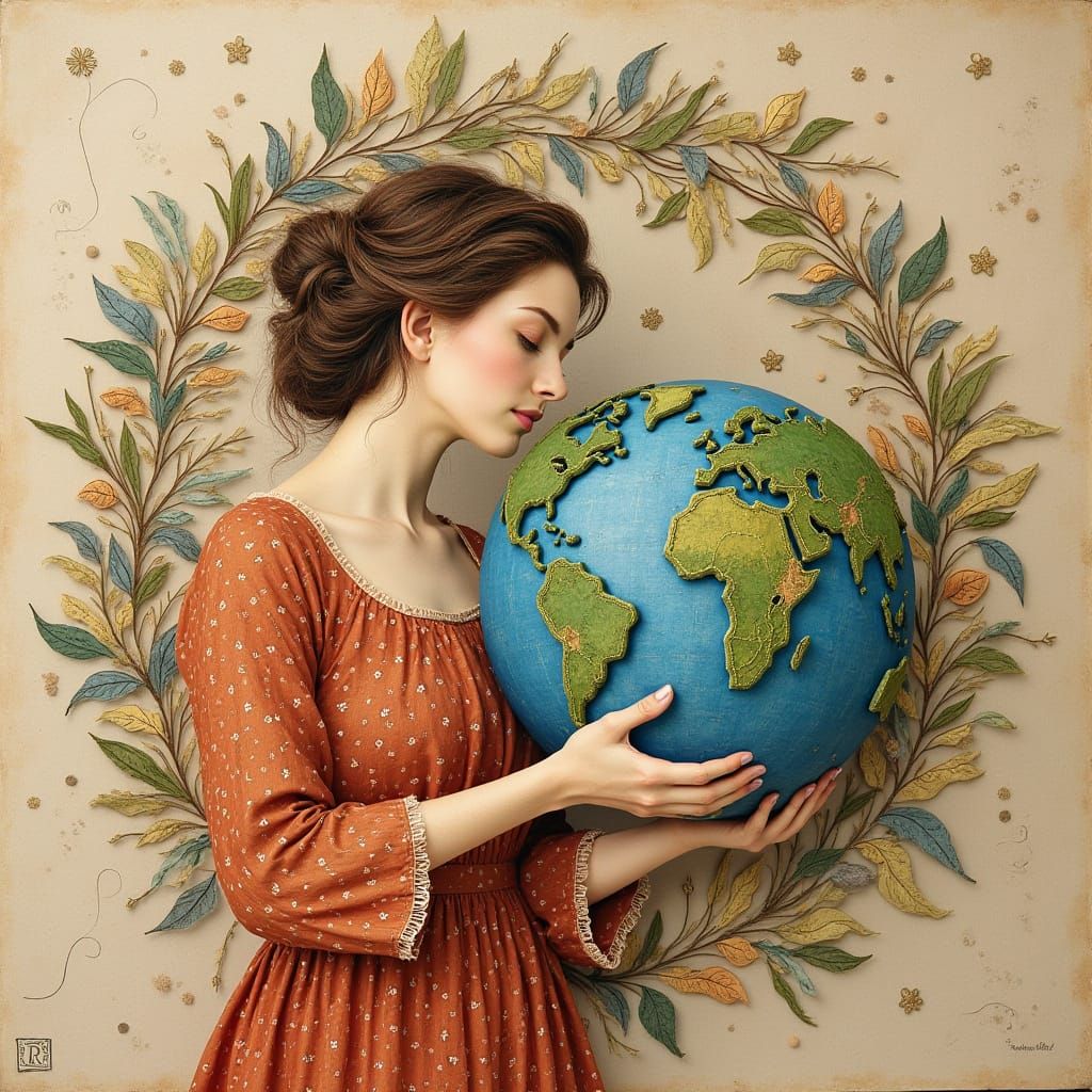 Sustainable Earth Goddess Embodied in Patchwork Textures