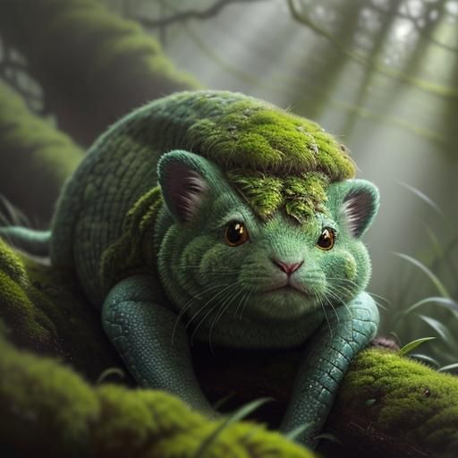 Moss Scaled Snake in Whimsical Illustration Style