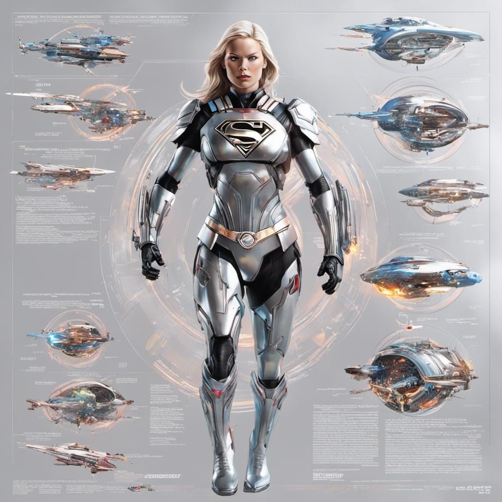 Holographic Supergirl in John Berkey Style