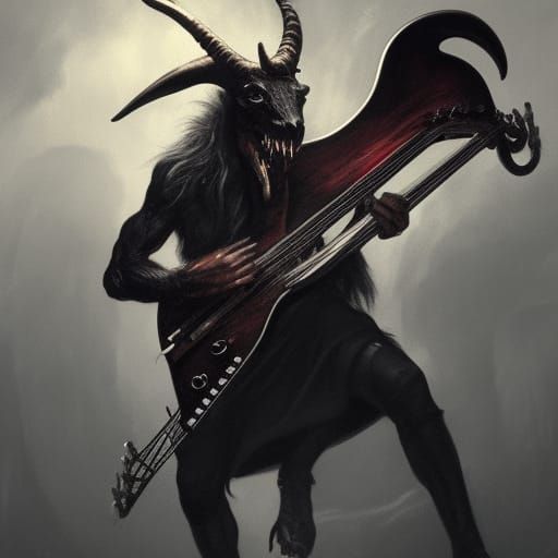 Victorian Demon Bassist in Dark Fantasy Art