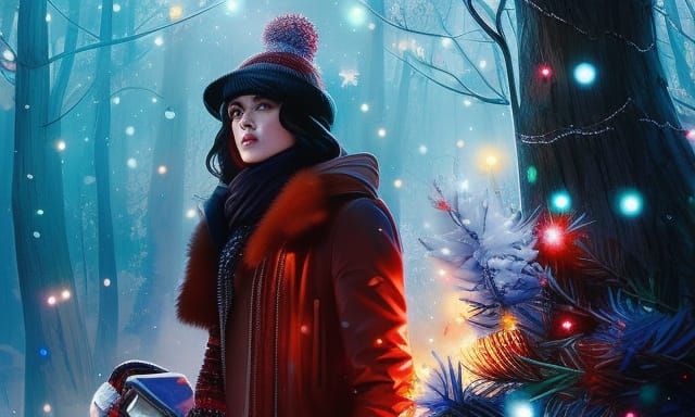 Sparkling Christmas Scene in Hyperrealistic Digital Art