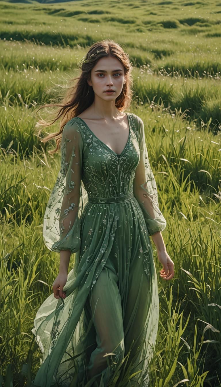 Goddess on Meadow: Photography Masterpiece in 8K