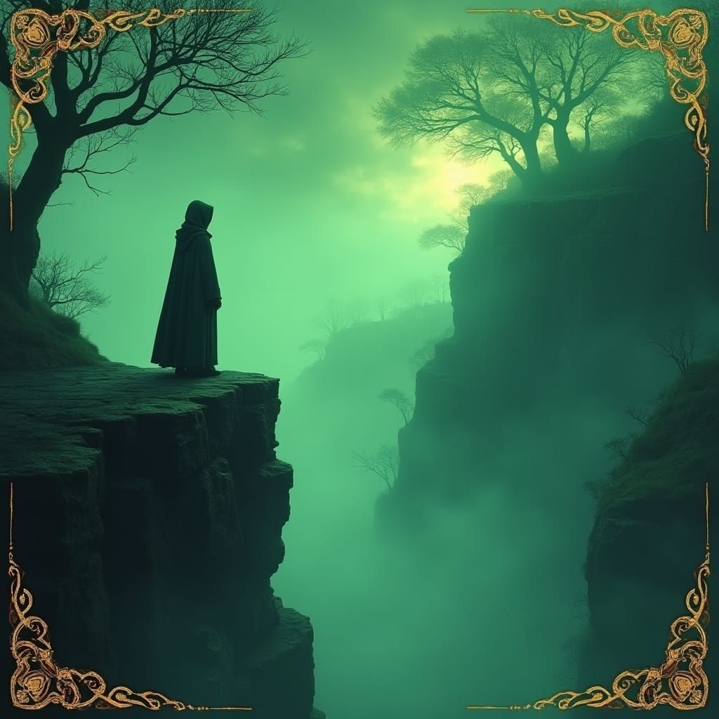 Mystical Celtic Fool on Emerald Cliff
