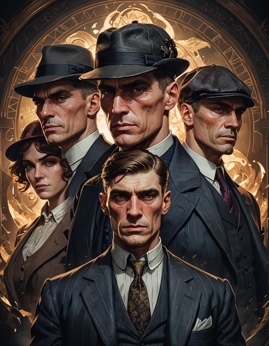 Thomas Shelby Family Portrait in Dark, Detailed Style